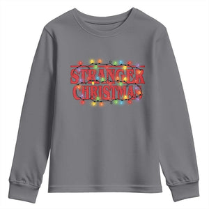 Stranger Christmas Youth Sweatshirt Funny Xmas Alphabet Neon Lights Movie TS11 Charcoal Print Your Wear