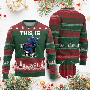 This Is Bullshit Ugly Christmas Sweater Funny Cow Buffalo Toilet TS11 Red Green Print Your Wear