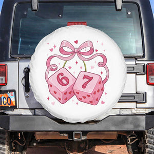 Funny 67 Dice Valentines Day Six Seven Meme Coquette Spare Tire Cover TS11 No hole White Print Your Wear