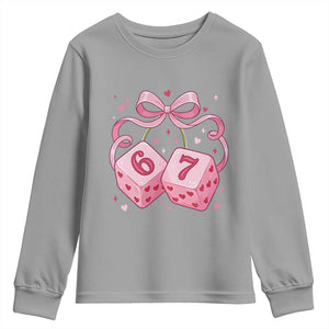 Funny 67 Dice Valentines Day Six Seven Meme Coquette Youth Sweatshirt TS11 Sport Gray Print Your Wear