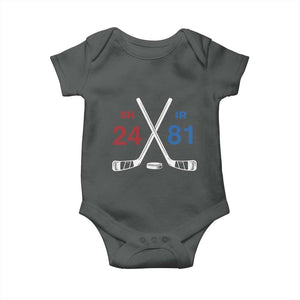 Funny Romance Hockey Baby Onesie 24 81 Numbers Sport Ice Hockey Team TS11 Dark Heather Print Your Wear