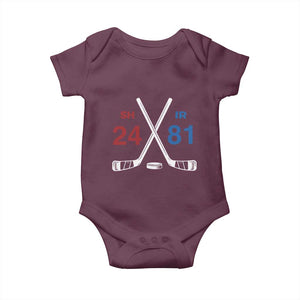 Funny Romance Hockey Baby Onesie 24 81 Numbers Sport Ice Hockey Team TS11 Maroon Print Your Wear