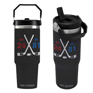 Funny Romance Hockey Flip Straw Tumbler 24 81 Numbers Sport Ice Hockey Team TS11 One Size: 30 oz Black Print Your Wear