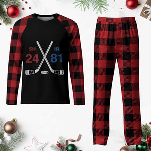 Funny Romance Hockey Plaid Pajama Set 24 81 Numbers Sport Ice Hockey Team TS11 Buffalo Plaid Print Your Wear