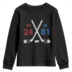 Funny Romance Hockey Youth Sweatshirt 24 81 Numbers Sport Ice Hockey Team TS11 Black Print Your Wear