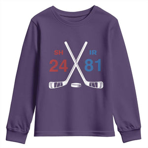 Funny Romance Hockey Youth Sweatshirt 24 81 Numbers Sport Ice Hockey Team TS11 Purple Print Your Wear