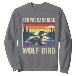 Stupid Canadian Wolf Bird Sweatshirt Funny Common Loon Meme LGBT Hockey TS11 Charcoal Print Your Wear