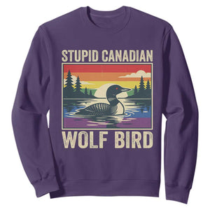 Stupid Canadian Wolf Bird Sweatshirt Funny Common Loon Meme LGBT Hockey TS11 Purple Print Your Wear