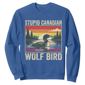 Stupid Canadian Wolf Bird Sweatshirt Funny Common Loon Meme LGBT Hockey TS11 Royal Blue Print Your Wear