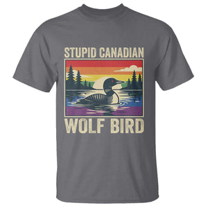 Stupid Canadian Wolf Bird T Shirt Funny Common Loon Meme LGBT Hockey TS11 Charcoal Print Your Wear
