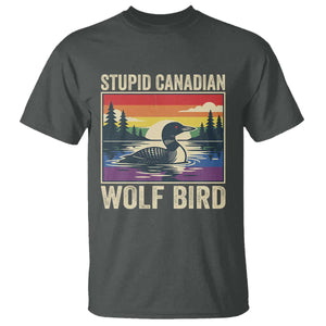 Stupid Canadian Wolf Bird T Shirt Funny Common Loon Meme LGBT Hockey TS11 Dark Heather Print Your Wear