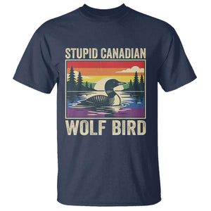Stupid Canadian Wolf Bird T Shirt Funny Common Loon Meme LGBT Hockey TS11 Navy Print Your Wear