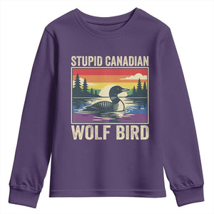 Stupid Canadian Wolf Bird Youth Sweatshirt Funny Common Loon Meme LGBT Hockey TS11 Purple Print Your Wear