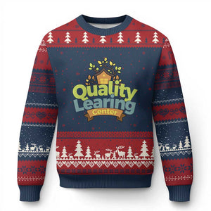 Funny Day Care Ugly Christmas Sweater Quality Learing Center Learning School Quote TS11 Navy Red Print Your Wear