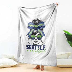 Seattle Girl Throw Blanket Funny Sport Fan Game Day Messy Bun TS11 Print Your Wear