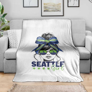 Seattle Girl Throw Blanket Funny Sport Fan Game Day Messy Bun TS11 Print Your Wear