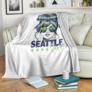 Seattle Girl Throw Blanket Funny Sport Fan Game Day Messy Bun TS11 Print Your Wear