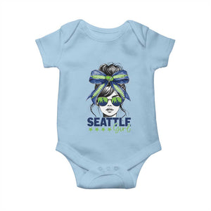 Seattle Girl Baby Onesie Funny Sport Fan Game Day Messy Bun TS11 Light Blue Print Your Wear