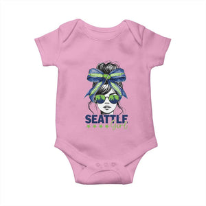 Seattle Girl Baby Onesie Funny Sport Fan Game Day Messy Bun TS11 Light Pink Print Your Wear