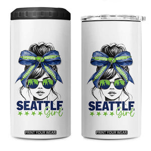 Seattle Girl 4 in 1 Can Cooler Tumbler Funny Sport Fan Game Day Messy Bun TS11 One Size: 16 oz White Print Your Wear