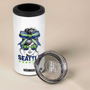 Seattle Girl 4 in 1 Can Cooler Tumbler Funny Sport Fan Game Day Messy Bun TS11 Print Your Wear