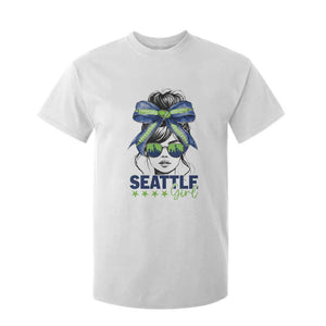 Seattle Girl T Shirt For Kid Funny Sport Fan Game Day Messy Bun TS11 White Print Your Wear