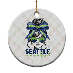 Seattle Girl Ceramic Ornament Funny Sport Fan Game Day Messy Bun TS11 1pc Christmas Plaid Print Your Wear