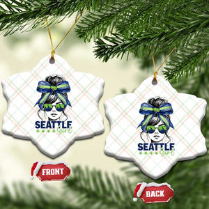 Seattle Girl Ceramic Ornament Funny Sport Fan Game Day Messy Bun TS11 Print Your Wear
