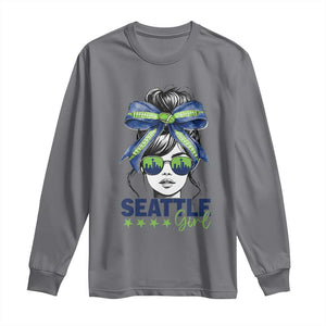 Seattle Girl Long Sleeve Shirt Funny Sport Fan Game Day Messy Bun TS11 Charcoal Print Your Wear