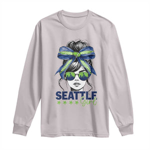 Seattle Girl Long Sleeve Shirt Funny Sport Fan Game Day Messy Bun TS11 Ice Gray Print Your Wear