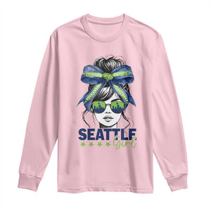 Seattle Girl Long Sleeve Shirt Funny Sport Fan Game Day Messy Bun TS11 Light Pink Print Your Wear