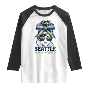 Seattle Girl Raglan Shirt Funny Sport Fan Game Day Messy Bun TS11 White Black Print Your Wear