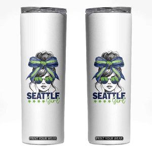 Seattle Girl Skinny Tumbler Funny Sport Fan Game Day Messy Bun TS11 White Print Your Wear