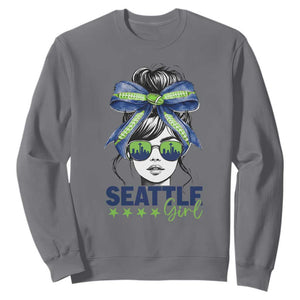 Seattle Girl Sweatshirt Funny Sport Fan Game Day Messy Bun TS11 Charcoal Print Your Wear
