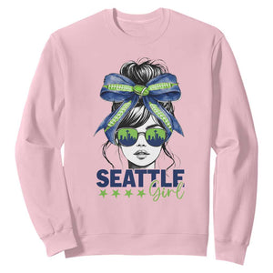 Seattle Girl Sweatshirt Funny Sport Fan Game Day Messy Bun TS11 Light Pink Print Your Wear