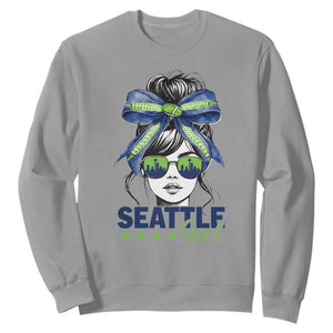 Seattle Girl Sweatshirt Funny Sport Fan Game Day Messy Bun TS11 Sport Gray Print Your Wear