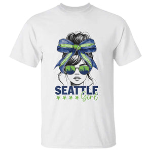 Seattle Girl T Shirt Funny Sport Fan Game Day Messy Bun TS11 White Print Your Wear
