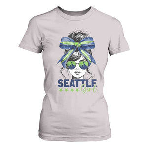Seattle Girl T Shirt For Women Funny Sport Fan Game Day Messy Bun TS11 Ice Gray Print Your Wear