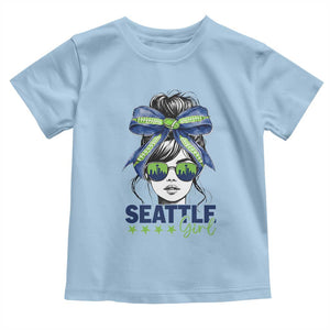 Seattle Girl Toddler T Shirt Funny Sport Fan Game Day Messy Bun TS11 Light Blue Print Your Wear
