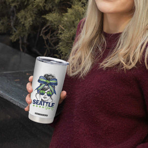 Seattle Girl Tumbler Cup Funny Sport Fan Game Day Messy Bun TS11 Print Your Wear
