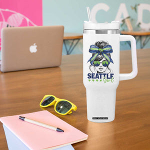 Seattle Girl Tumbler With Handle Funny Sport Fan Game Day Messy Bun TS11 Print Your Wear