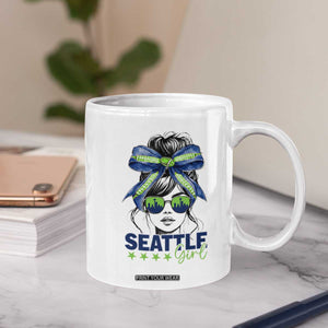 Seattle Girl Coffee Mug Funny Sport Fan Game Day Messy Bun TS11 Print Your Wear