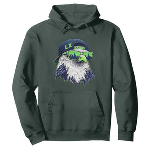 Vintage Hawk Graphic LX Cap Seattle Skyline Game Day Hoodie TS11 Dark Forest Green Print Your Wear