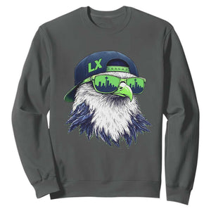 Vintage Hawk Graphic LX Cap Seattle Skyline Game Day Sweatshirt TS11 Dark Heather Print Your Wear