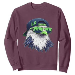 Vintage Hawk Graphic LX Cap Seattle Skyline Game Day Sweatshirt TS11 Maroon Print Your Wear