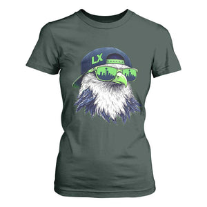 Vintage Hawk Graphic LX Cap Seattle Skyline Game Day T Shirt For Women TS11 Dark Forest Green Print Your Wear
