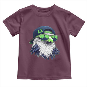 Vintage Hawk Graphic LX Cap Seattle Skyline Game Day Toddler T Shirt TS11 Maroon Print Your Wear