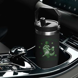 Funny St Patricks Day Raccoon Flip Straw Tumbler First Of All I Am A Delight Trash Panda Drinking Beer TS11 Print Your Wear