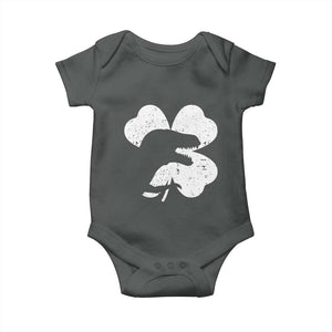 Funny St Patricks Day Dinosaur Shamrock Baby Onesie TS11 Dark Heather Print Your Wear
