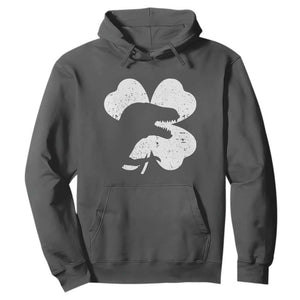 Funny St Patricks Day Dinosaur Shamrock Hoodie TS11 Dark Heather Print Your Wear